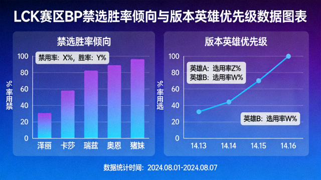 LCK赛区BP禁选胜率倾向与版本英雄优先级数据图表